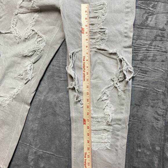 American Eagle Outfitters Mom Jean Distressed Skinny Jeans Women's Size 12 Gray - Picture 8 of 13